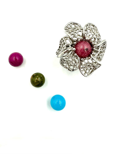 Bague 60 GILBERT ALBERT. Bague argent et billes interchangeables 58 Facettes