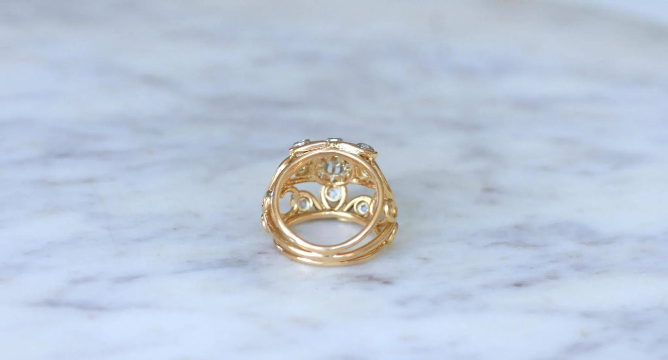 Rhyming rose gold wire cocktail ball ring