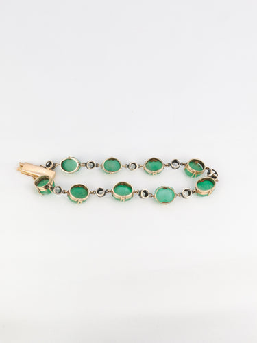 Bracelet Bracelet ancien cabochons d'émeraudes or jaune diamants 58 Facettes 777