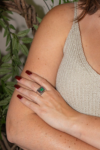 Bague 65 Bague Or blanc Emeraude, Diamant 58 Facettes 4169632RV