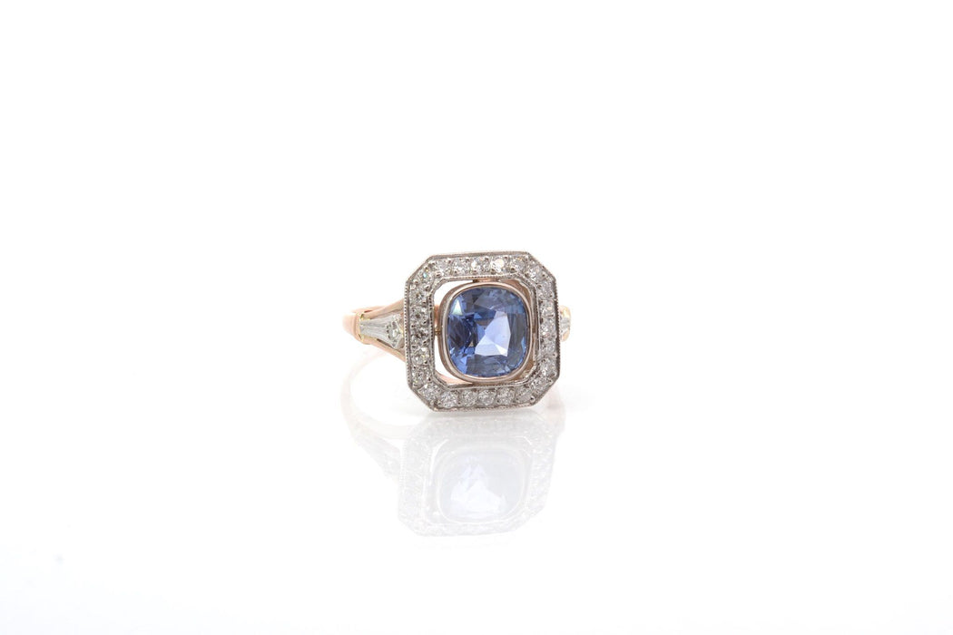 Vintage sapphire and diamond ring in gold and platinum