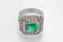 Bague 52 Bague chevalière Art déco avec émeraude 2.00 ct et diamants en or blanc 58 Facettes 11035