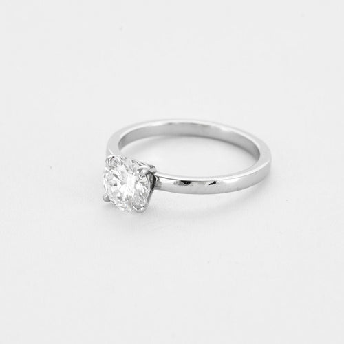 Bague 53 Solitaire or gris et diamant 1.10ct, F, VVS2 58 Facettes 250014