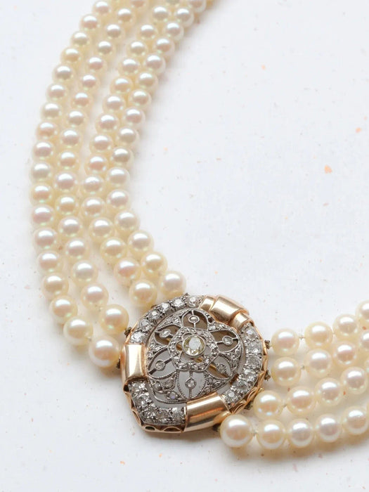 Collier Collier Belle Époque diamants perles de culture 58 Facettes 992