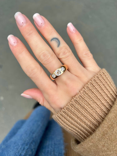 Anello Zingara o rosa, diamante cuscino 