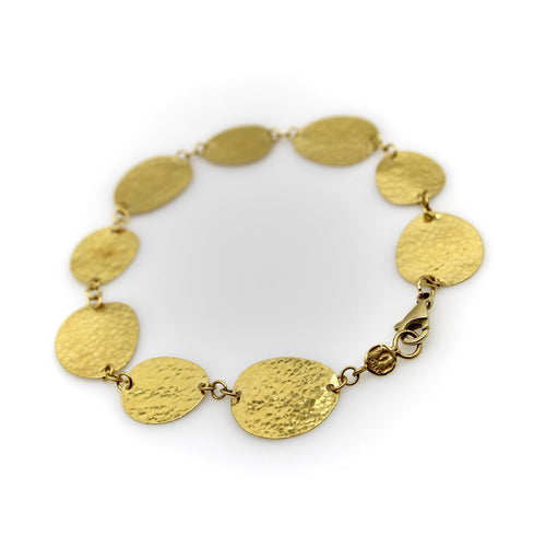 24K Gold Gurhan Lush Collection Hand-Hammered Disc Bracelet 58 Facettes A2006P