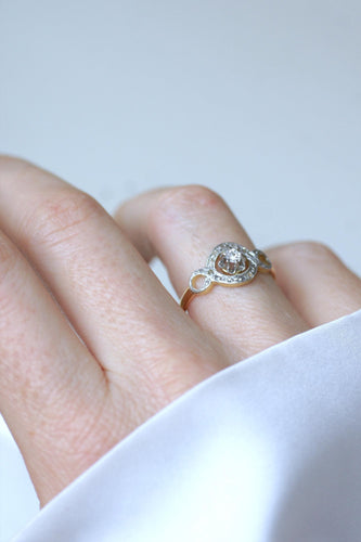 Bague 57 Bague Belle Epoque Infini Diamants sur Or jaune et Platine 58 Facettes