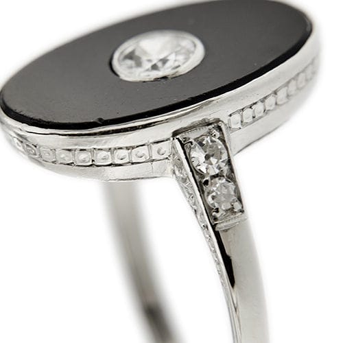 Bague 56 Bague Art Déco avec onyx et diamants 58 Facettes 37817