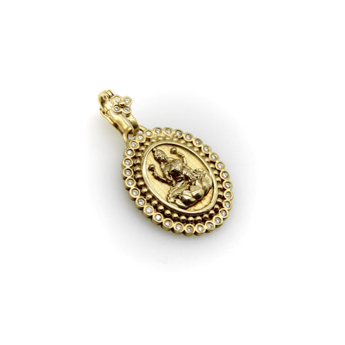 Pendentif Pendentif Orly Marcel Lakshmi en or jaune avec halo de diamants 58 Facettes A2001L