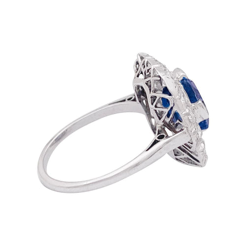 Bague 51 Bague "Pompadour" platine, or blanc, saphir, diamants. 58 Facettes 33935