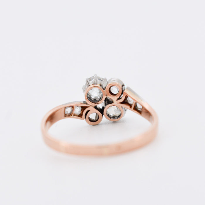 Ring Toi & Moi Antik, Roségold und Diamanten