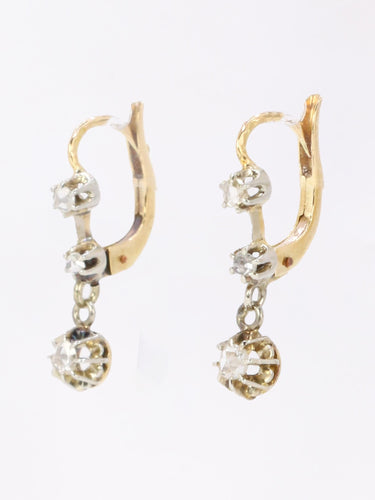 Soveøreringe rosenslebne diamanter i gult guld