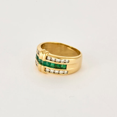 Bague 54 Bague or jaune et émeraudes 58 Facettes DIE1133