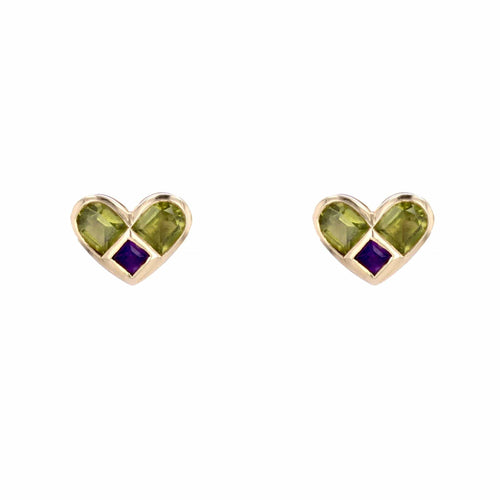 Boucles d'oreilles Boucles d'oreilles coeurs péridots et améthystes 58 Facettes 24-332