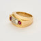 Bague 55,5 Bague tank or jaune et gris, diamants et rubis de synthèse 58 Facettes ALE42292