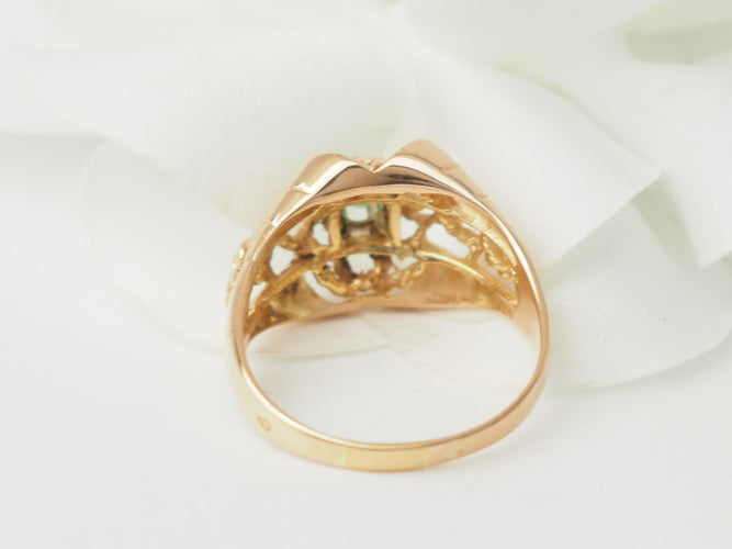 Bague 58 Bague ajourée en or rose et émeraude 58 Facettes 33470