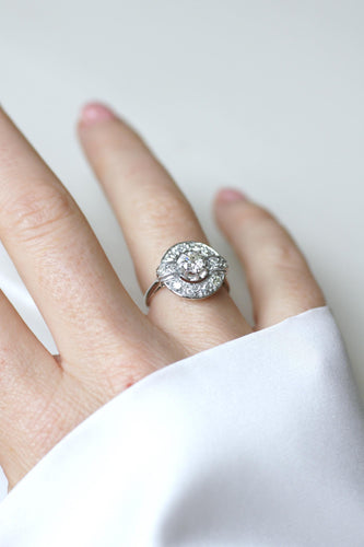 Bague 53 Bague Cible Art Déco Diamants 1,05 Cts sur Or blanc et Platine 58 Facettes