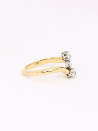 Bague 52 Bague toi et moi or jaune diamants old mine cut 58 Facettes J608