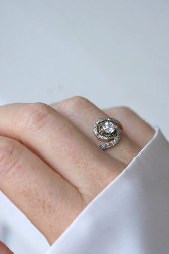 Bague 56.5 Bague or jaune platine et diamant 58 Facettes