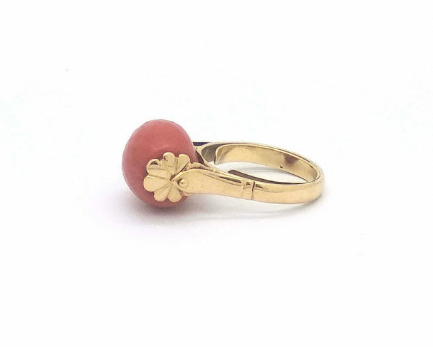 Bague Bague or jaune et corail 58 Facettes