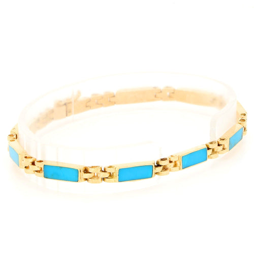 Bracelet Bracelet à maillons en or jaune et turquoise 58 Facettes 3E7F7546B63B42FEA8BCDC7309691E4B