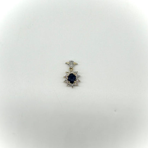 Pendentif Pendentif bicolore or jaune et blanc, saphir et diamants 58 Facettes Z1351722