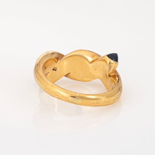 Bague 49 BULGARI - Bague Nœud Vintage en Or Jaune Saphir, Émeraude 58 Facettes G13941