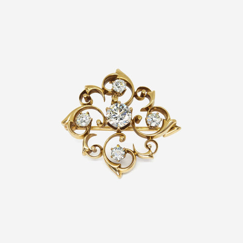 6,25 g guld og 1 karat diamantbroche
