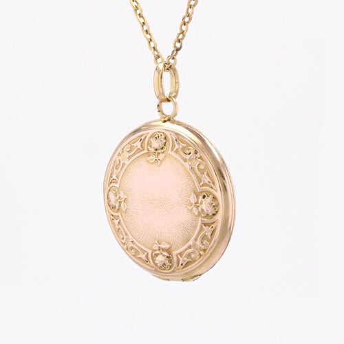 Pendentif Médaillon ancien en or rose ciselée 58 Facettes 25-101