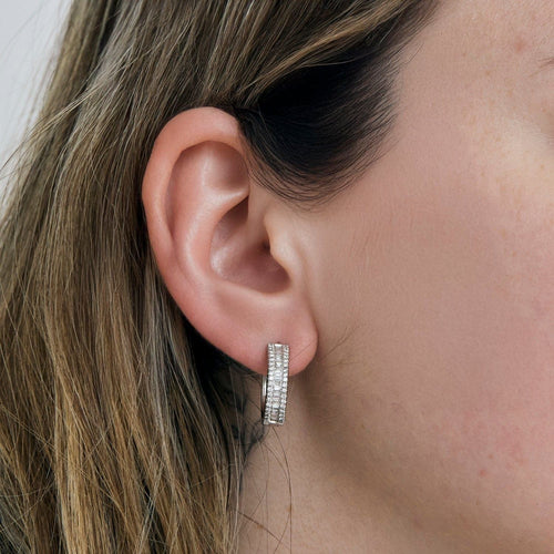 Boucles d'oreilles CRÉOLES OR BLANC ET DIAMANTS 58 Facettes BO/240057