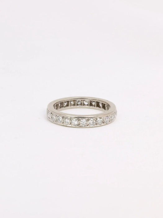 Anillo de matrimonio oro blanco y diamantes talla antigua