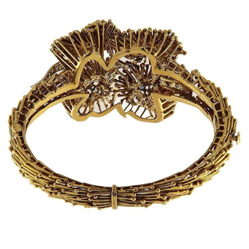 Bracelet Bracelet rigide en or jaune avec saphirs et diamants 58 Facettes G3794