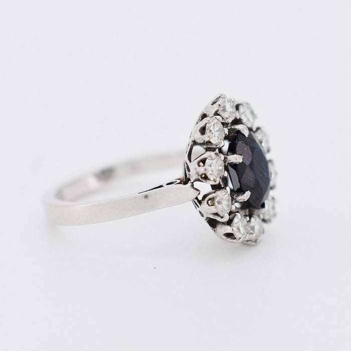 Bague Bague marguerite or blanc saphir et diamants 58 Facettes 275