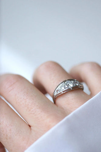 Bague 58 Bague Bandeau Diamants Art Deco sur Platine 58 Facettes