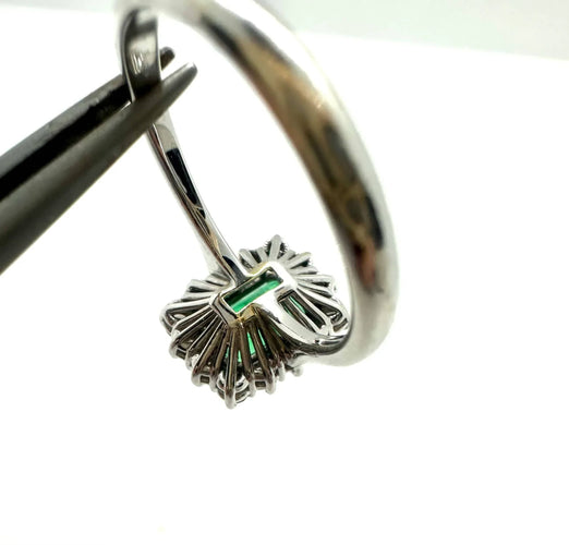 Bague 57 Bague Marguerite Émeraude Rectangulaire 58 Facettes