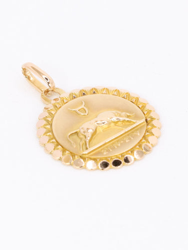 Pendentif PERROUD Médaille signe du zodiaque Taureau or jaune 58 Facettes 1176.3