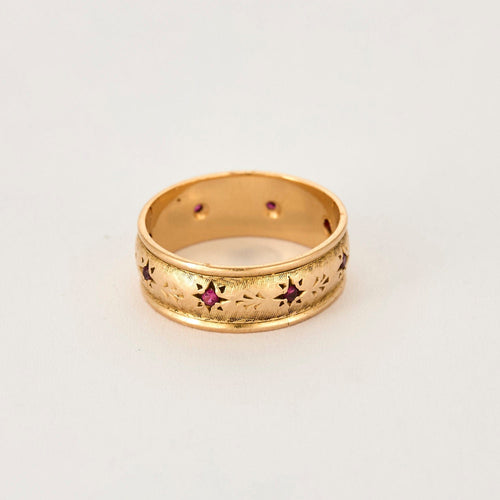 Bague 54,5 Bague jonc or jaunen et rubis 58 Facettes GU272