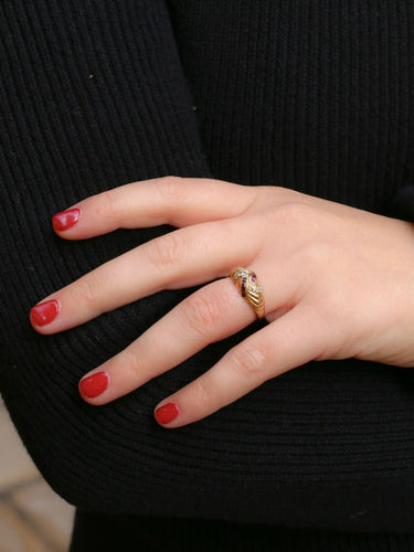 Bague 57 Bague jonc vintage or diamants rubis calibrés 58 Facettes J196