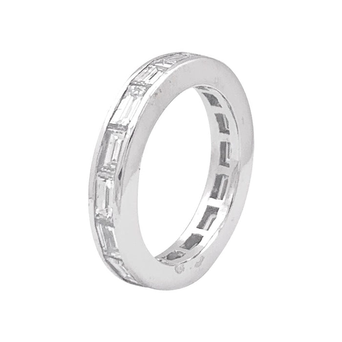 Bague 48 Alliance or blanc, diamants baguette. 58 Facettes 33929