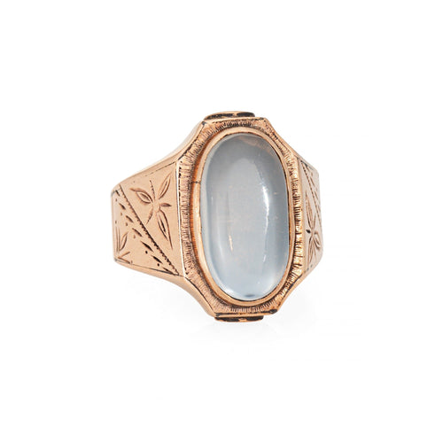 Bague 53 Bague victorienne antique en or rose avec pierre de lune 58 Facettes G14100