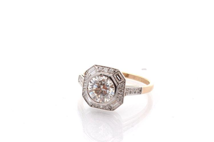 Bague 53 Bague art déco diamant de 1,40cts I/VS1 58 Facettes 27849-27136B