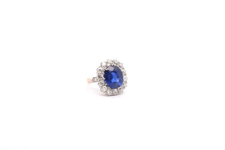 Bague saphir de Ceylan de 6,44cts et diamants 58 Facettes 26493-26341A