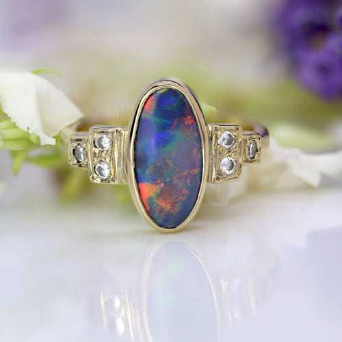 Bague 50 Bague opale et diamants or jaune 58 Facettes 25-087