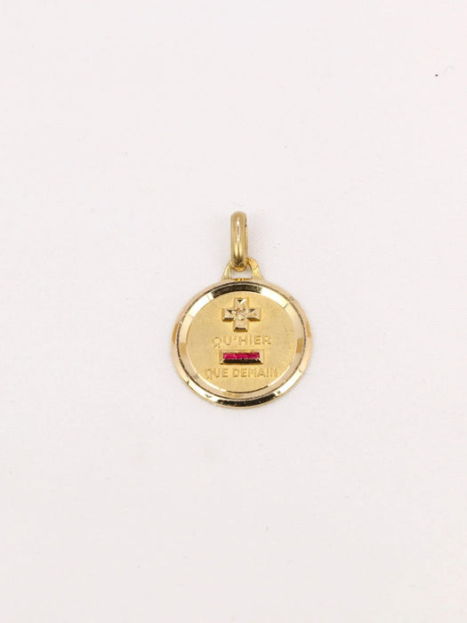 AUGIS - Round love medal yellow gold diamond ruby