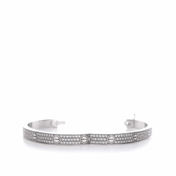 Bracelet CARTIER - Bracelet love or blanc pavé de diamants 58 Facettes 97699