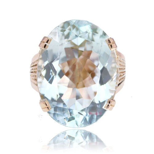Bague 52 Bague aigue-marine or rose vintage 58 Facettes 25-130