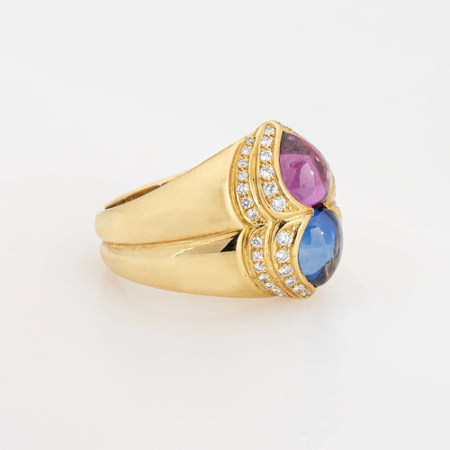 Bague 52 Chopard - Bague Or Jaune Saphir Rose & Bleu 58 Facettes G13362