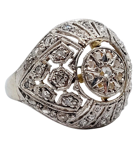 Bague 52 Bague boule Art Déco or blanc, diamant taille rose (circa 1920) 58 Facettes A04623