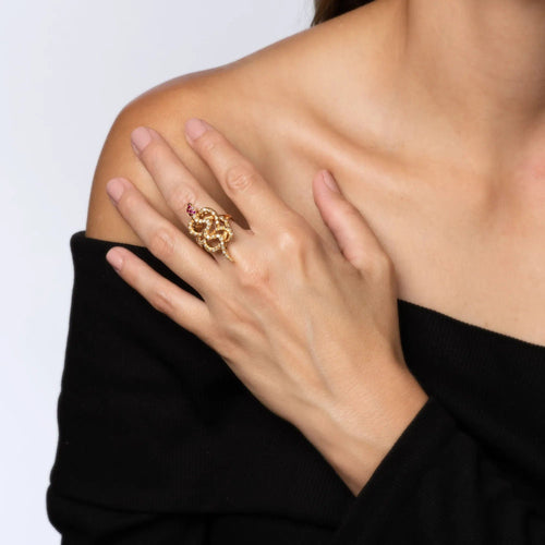 Bague Bague serpent vintage en or jaune 58 Facettes G13546