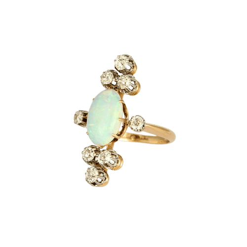 Bague 55 BAGUE OR JAUNE, OPALE ET DIAMANTS 58 Facettes BO/240035